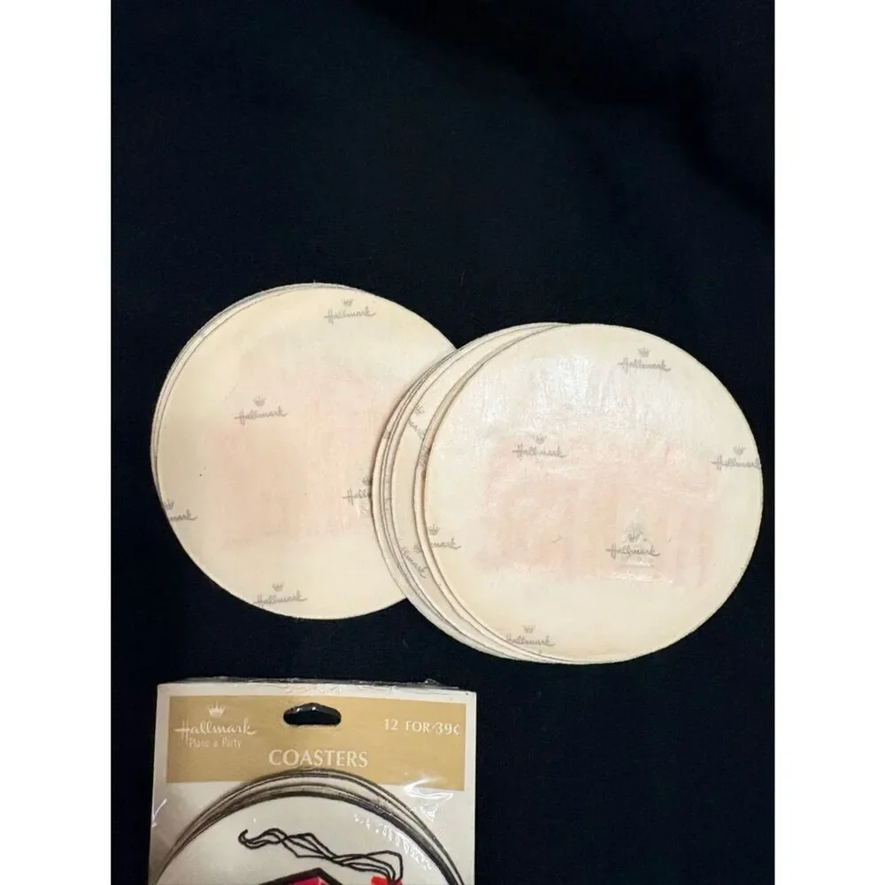 Vintage Christmas Coasters Lot Hallmark Holly Dove House Holiday Set
